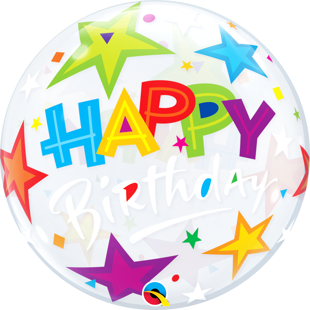 Qualatex 22" Bday Brilliant Stars Bubble balloon